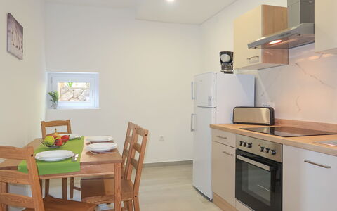 Crikvenica 602: Furniture, Cabinetry, Property, Picture Frame, Kitchen Stove, Countertop, Kitchen Appliance, Chair, Table, Wood