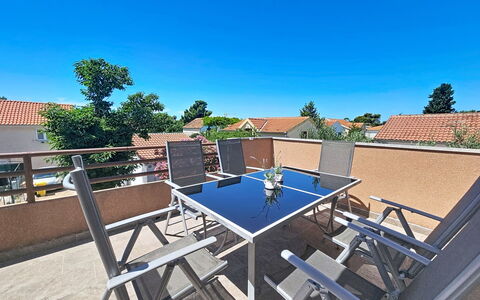 Antonio: Furniture, Outdoor Furniture, Chair, Table, Outdoor Table, Balcony, Shade, Patio, Kitchen & Dining Room Table, Yard
