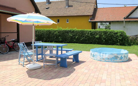 Balatonmariafurdo 622: Property, Umbrella, Table, Patio, Building, Furniture, Outdoor Table, Shade, Swimming Pool, Real Estate