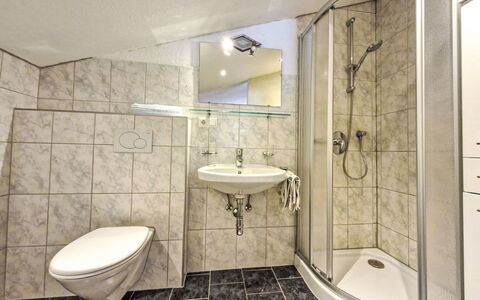 Simone: Interior Design, Flooring, Floor, Ceiling, Plumbing Fixture, Bathroom, Room, Plumbing, Shower, Bathroom Sink