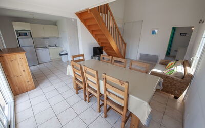 Résidence Dune Blanche - Sable 678.3: Table, Furniture, Wood, Chair, Flooring, Building, Floor, Hardwood, House, Living Room