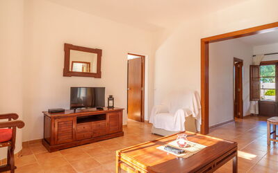 Finca Can Corritx 603.3: Furniture, Table, Mirror, Wood, Building, Drawer, Interior Design, Picture Frame, Cabinetry, Living Room