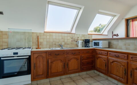 Les Romarins: Flooring, Kitchen, Wood, Floor, Interior Design, Ceiling, Countertop, Cabinetry, Room, Major Appliance