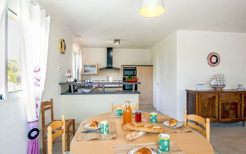Ker Laouen: Property, Cabinetry, Table, Azure, Picture Frame, Wood, Tableware, Interior Design, Window, Floor