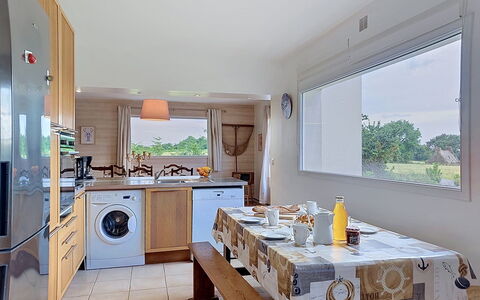 La Belle Vue: Flooring, Furniture, Floor, Kitchen, Home, Interior Design, Countertop, Chair, Kitchen & Dining Room Table, Apartment