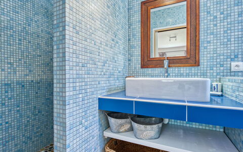 Mimosa: Mirror, Tap, Sink, Plumbing Fixture, Blue, Bathroom Sink, Azure, Bathroom, Purple, Interior Design
