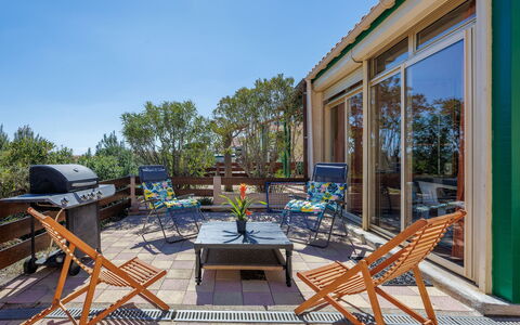 Petite Cigale: Sky, Wood, Chair, Shade, Outdoor Furniture, Tree, Swimming Pool, Cottage, Leisure, Landscape