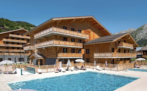 La Clusaz 602: Swimming Pool, Resort, Sunlounger, Resort Town, Eco Hotel, Hotel, Hardwood, Outdoor Furniture, Thermae