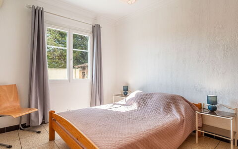 La Pitchoune: Bed, Furniture, Bedroom, Interior Design, Floor, Wall, Flooring, Bed Sheet, Wood, Bedding