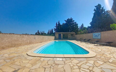 Mas du Combaud: Blue, Swimming Pool, Composite Material, Flagstone, Resort, Shade, Estate, Landscaping, Tile