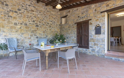 Villa Matisse: Furniture, Property, Table, Plant, Chair, Wood, Flowerpot, Building, Brick, Flooring
