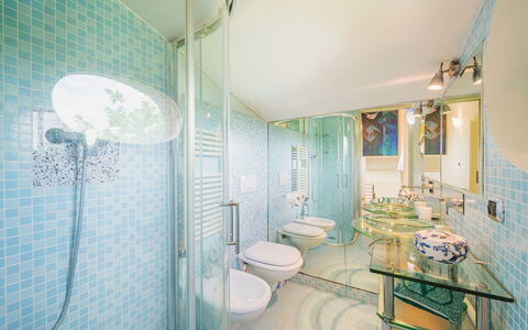 Villa Ulivo: Plumbing Fixture, Property, Building, Shower Head, Bathroom, Shower, House, Purple, Tap, Interior Design