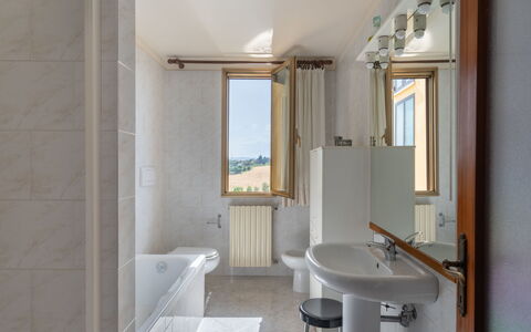 San Piero: Plumbing Fixture, Tap, Sink, Property, Bathtub, Building, Bathroom, Window, Interior Design