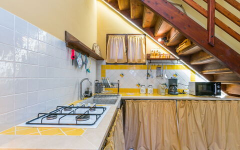 Podere Cerbaia (Smr100): Cabinetry, Countertop, Furniture, Building, Kitchen, Wood, Interior Design, Table, Shelf, Floor
