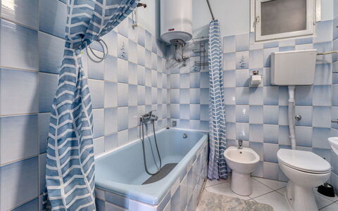 Senj 631: Blue, Plumbing Fixture, Bathroom, Flooring, Interior Design, Floor, Tile, Plumbing, Bathtub, Toilet