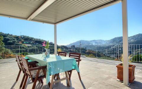 Imperia 634: Furniture, Shade, Porch, Chair, Outdoor Furniture, Outdoor Structure, Eco Hotel, Balcony, Pergola, Deck