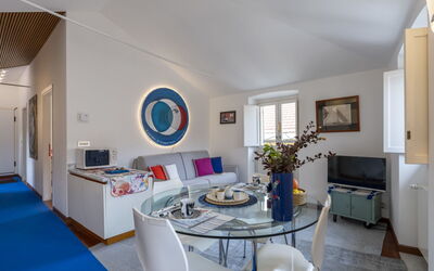 Torre Antica 607.1: Furniture, Table, Picture Frame, Blue, Azure, Interior Design, Decoration, Floor, Living Room, Chair