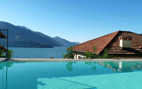 Viola: Water, Sky, Building, Property, Mountain, Swimming Pool, Azure, Rectangle, House, Shade