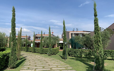 Moniga del Garda 654: Sky, Plant, Cloud, Tree, Grass, Public Space, Urban Design, Landscape, Residential Area, Building