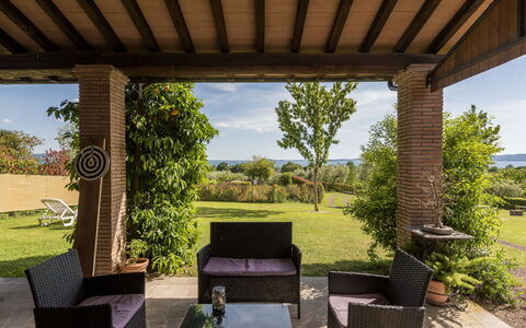 Lago di Bolsena 663: Furniture, Outdoor Furniture, Wood, Chair, Table, Porch, Outdoor Table, Garden, Land Lot