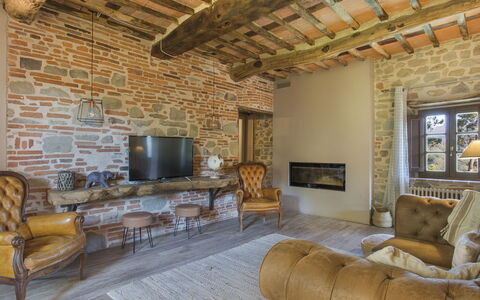 Aurora: Living Room, Property, Room, Interior Design, Building, Furniture, Real Estate, Wall, Brick, Home