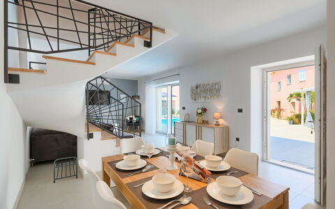 Villa Karmen: Property, Room, Building, Ceiling, Furniture, Interior Design, House, Real Estate, Table, Dining Room