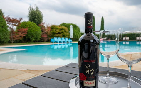 Villa Carlotta: Water, Cloud, Sky, Bottle, Tableware, Drinkware, Swimming Pool, Barware