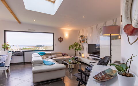 Maison de Plain Pied - Vue Mer: Furniture, Plant, Property, Couch, Picture Frame, Houseplant, Table, Comfort, Interior Design, Living Room