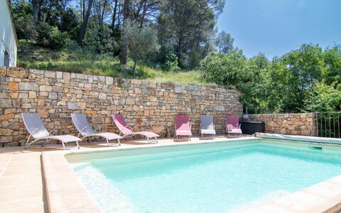 Les Restanques: Water, Property, Furniture, Plant, Sky, Azure, Swimming Pool, Rectangle, Tree, Chair