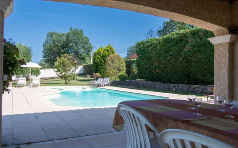 Villa Gaïa: Sky, Plant, Water, Daytime, Property, Azure, Swimming Pool, Shade, Lighting, Tree