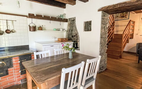 Casa Lienartova: Furniture, Flooring, Wall, Interior Design, Wood, Floor, Ceiling, Chair, Kitchen, Kitchen & Dining Room Table