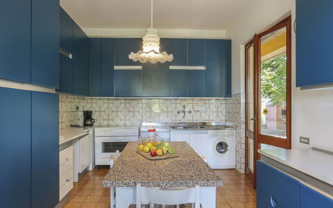 Le Castagne: Room, Countertop, Furniture, Property, Kitchen, Interior Design, Blue, Cabinetry, Floor, Building