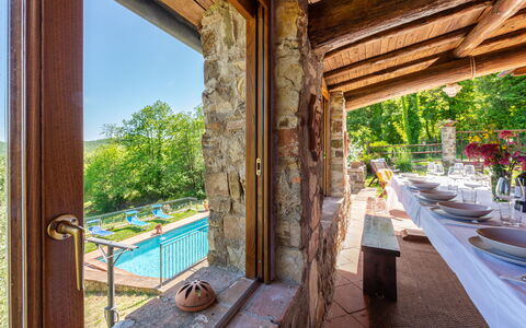 La Casina: Plant, Property, Building, Wood, Table, Shade, Interior Design, Door, Tree, Lighting