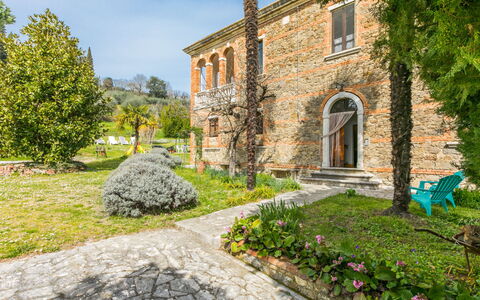Podere Casina: Plant, Building, Window, Property, Sky, Tree, Flower, Vegetation, Grass, House