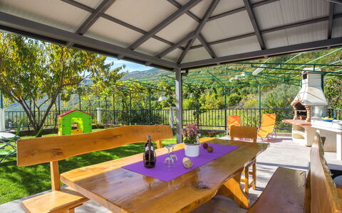 Mošćenička Draga 620: Property, Real Estate, Building, Room, Table, House, Interior Design, Furniture, Ceiling, Patio