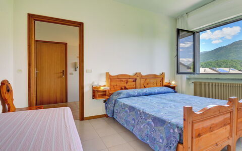 Lago di Caldonazzo 701: Bedroom, Bed, Room, Furniture, Bed Sheet, Property, Bed Frame, Mattress, Floor, Interior Design