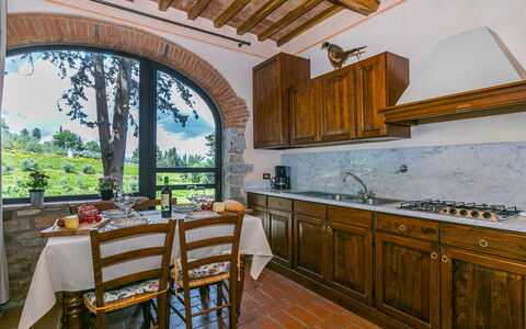 Greve in Chianti 651: Furniture, Property, Cabinetry, Table, Countertop, Wood, Interior Design, Sink, Kitchen, Floor