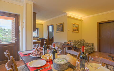 Gaiole in Chianti 649: Table, Furniture, Tableware, Property, Chair, Bottle, Wood, Building, Interior Design, Living Room