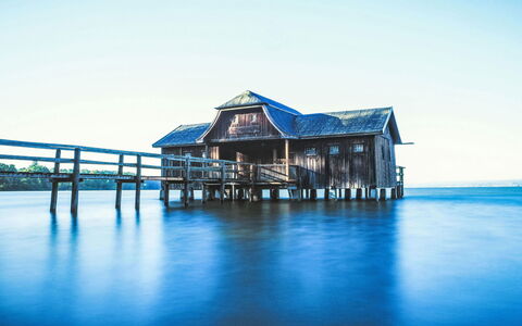 Casa Maja: Blue, Water, Reflection, Pier, Lake, Sea, Hut, Evening, Ocean, Sound