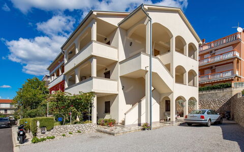 Crikvenica 724: Sky, Cloud, Building, Property, Window, Wheel, Car, Plant, Condominium, House