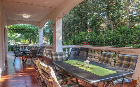 Crikvenica Jadranovo 612: Table, Furniture, Property, Plant, Tree, Wood, Outdoor Furniture, Shade, Interior Design, Porch
