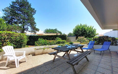 Vaux sur Mer 700: Shrub, Garden, Shade, Outdoor Furniture, Landscaping, Lawn, Yard, Walkway, Backyard