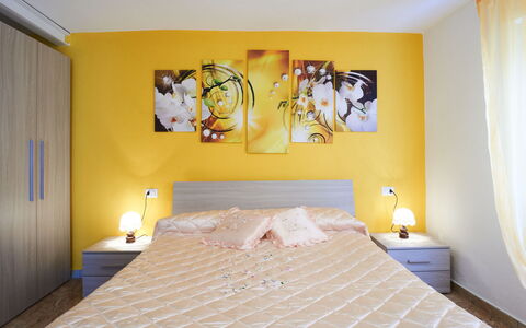Casa del Pergulin (Lmz325): Furniture, Property, Building, Comfort, Blue, Wood, Interior Design, Paint, Orange, Shade