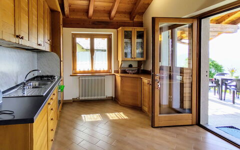Il Nido D'Aquila (Grv635): Kitchen Sink, Property, Sink, Cabinetry, Countertop, Wood, Interior Design, Kitchen Appliance, Floor, Kitchen Stove