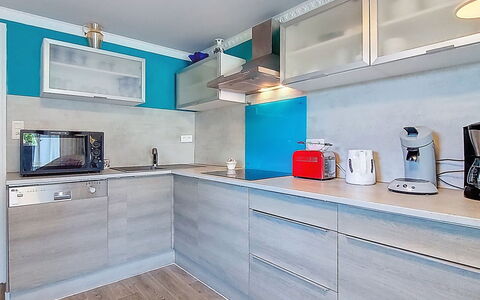 Ty-Rozen: Kitchen, Major Appliance, Kitchen Appliance, Flooring, Countertop, Interior Design, Cabinetry, Floor, Furniture, Home Appliance