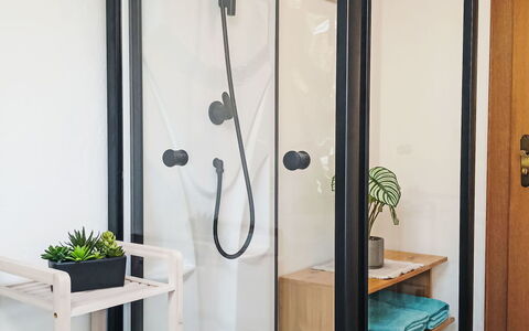 Maiklerhof: Interior Design, Bathroom, Plumbing Fixture, Plumbing, Room, Shower Door, Glass, Tile, Toilet