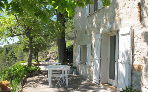 Le Cabanon: Vegetation, Shrub, Spring, Cottage, Garden, Shade, Backyard, Yard, Chair