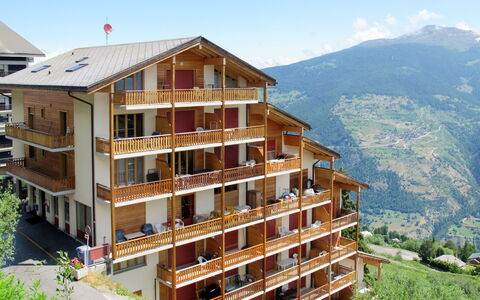 Thyon-Les Collons 634: Sky, Building, Mountain, Plant, Cloud, Wood, Window, Slope, Urban Design, Leisure
