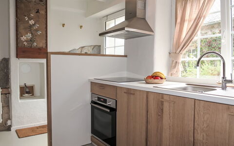Gwenn: Cabinetry, Countertop, Wood, Interior Design, Architecture, Kitchen Stove, Kitchen Sink, Sink, Floor, Building