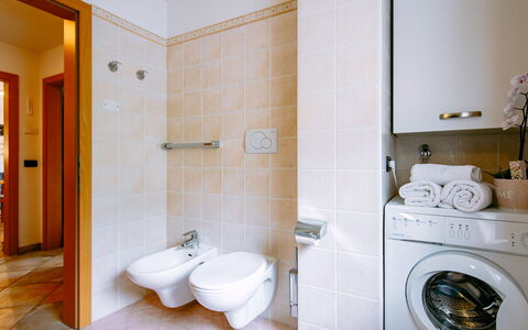 Pozza di Fassa 607: Laundry Room, Property, Plumbing Fixture, Clothes Dryer, Bathroom, Purple, Washing Machine, Floor, Toilet
